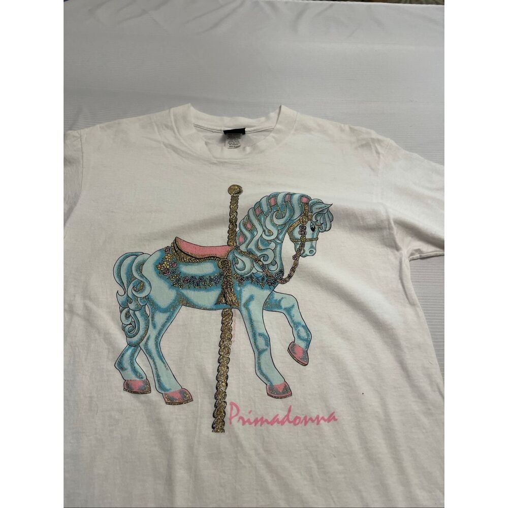 Diamond Dust Primadonna VTG Horse Carousel Single Stitch T-Shirt Size Large
